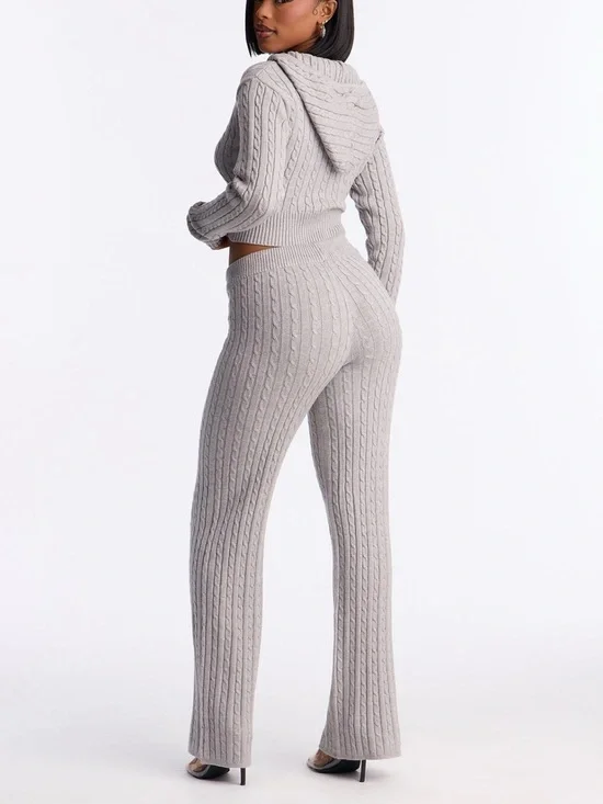 Zip Up Sweater Pant Set Grey Small - Picture 3 of 4